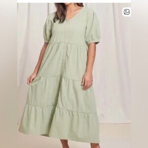 NWT Tradlands Desert Sage Green Kindred Midi Dress. Size M